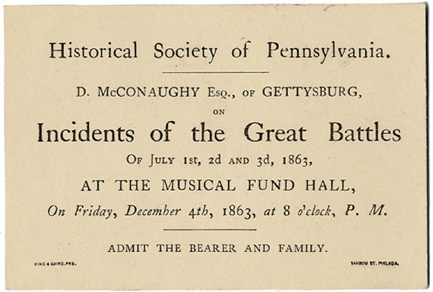 Gettysburg Lecture Ticket By Important Gettysburg Citizen 