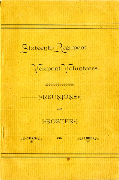 16th Vermont Regimental GAR Booklet on The Battle of Gettysburg