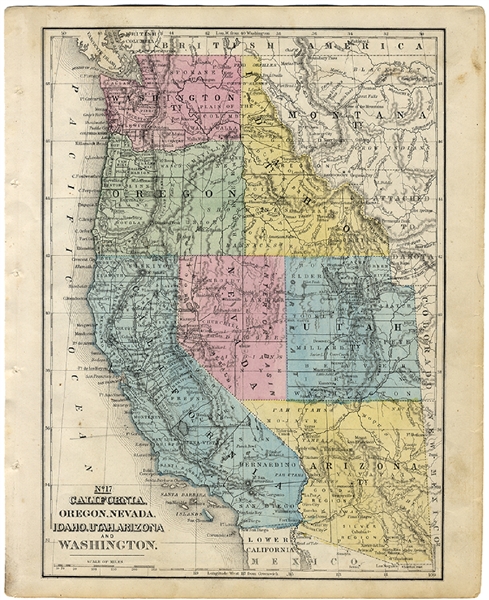 Map of the Western United States with Indians 