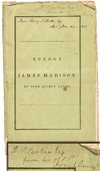 Signed An Eulogy on the Life and Character of James Madison, 1836 