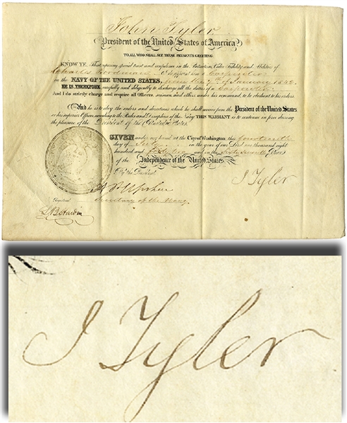 John Tyler Document Signed as President 