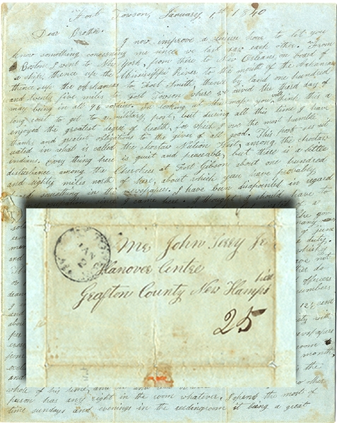 Rare Fort Towson, Choctaw Nation 1840 Soldier's Letter 