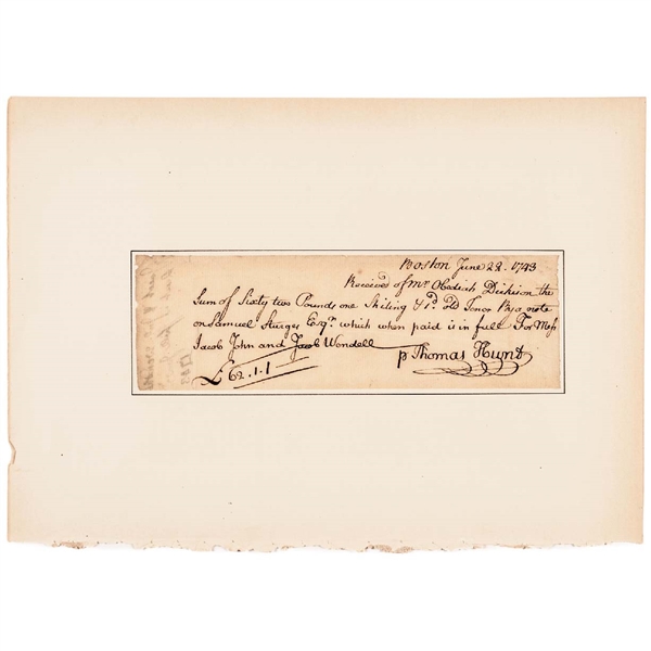 June 22, 1743 Autograph Document Endorsed by Wealthy Merchant