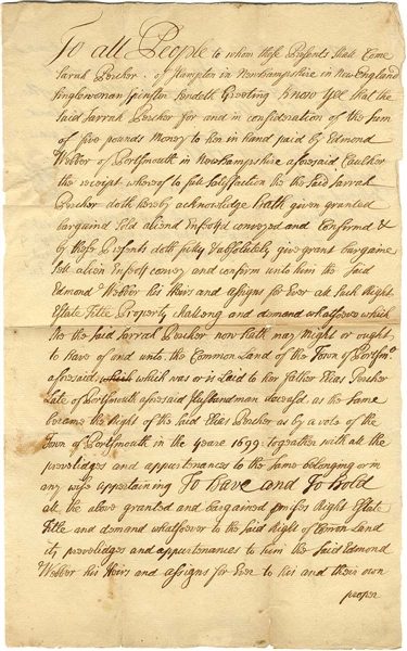 Woman Legal New Hampshire Colonial Document