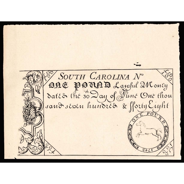 South Carolina June 30, 1748 Original Plate Reprint PMG CU-64