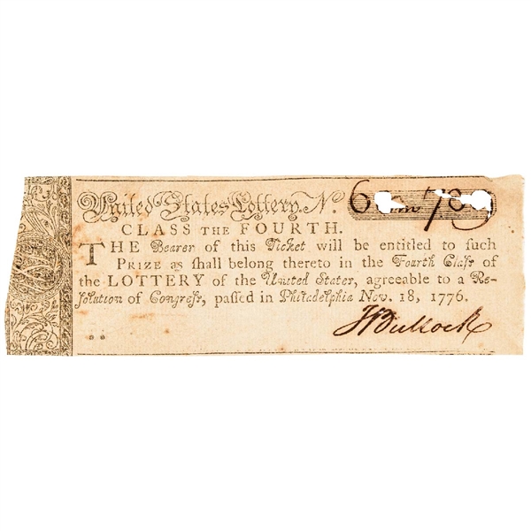 United States Lottery, Issued Lottery Ticket