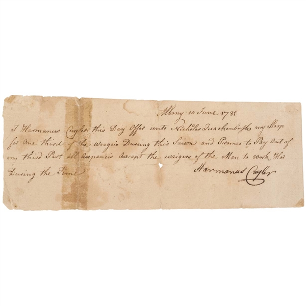 War Receipt for Use of a Sloop
