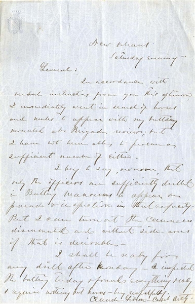 1st Louisiana Heavy Artillery Letter