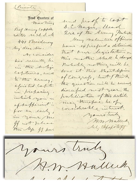 General Halleck War Date Autograph Letter Signed