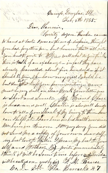 Rare 3rd Florida Prisoner of War Letter