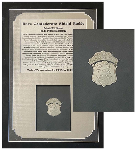 Scarce ID’d Confederate Shield Badge