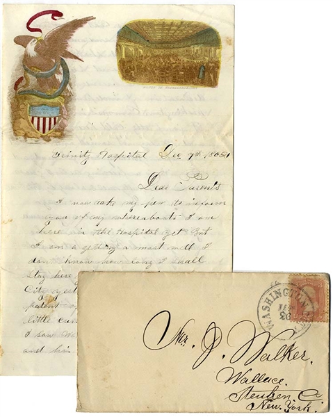 A Colorful Patriotic Stationery Union Soldier Letter on Viewing The Declaration of Independence