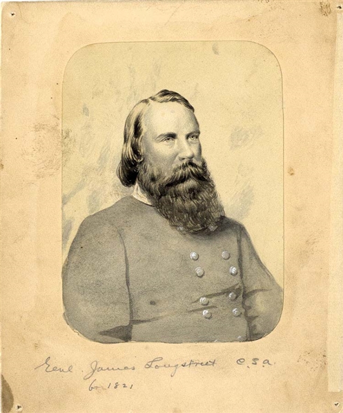 Scarce Pen & Ink, Mounted Photographic of General James Longstreet