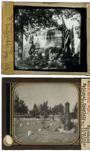 A Pair of Real Photo Magic Slides of Cemeteries