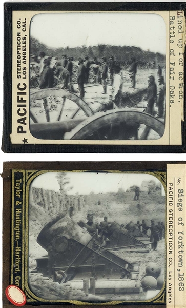 A Pair of Real Photographic Magic Slides of the Front Lines