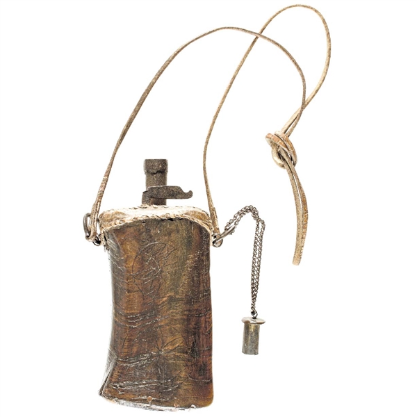 Decorative Hand-Carved Wooden Powder Flask