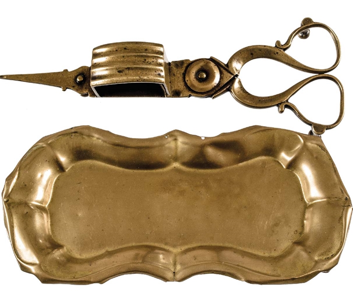 Colonial Brass Candle Snuffer & Decorative Brass Tray