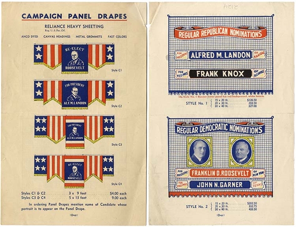 1936 Advertising For Presidential Panel Drapes