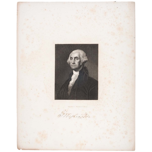 Engraved Print: GEORGE WASHINGTON after Gilbert Stuarts $1 Dollar Bill Painting