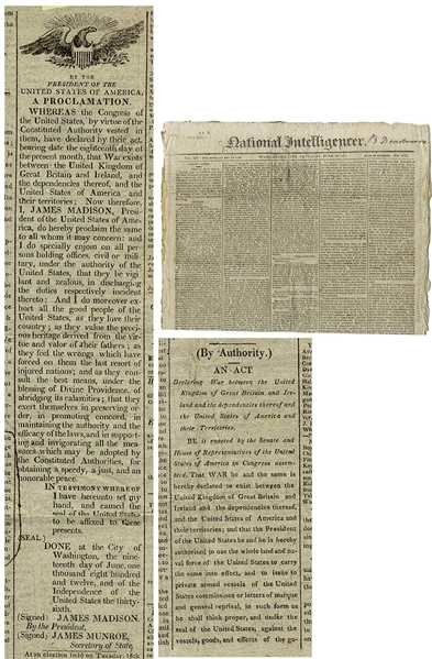 President Madison Proclamation of the War of 1812