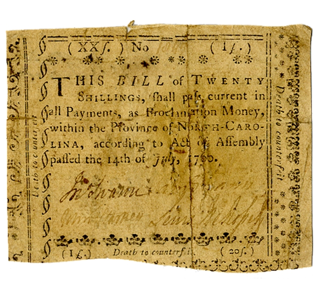 North Carolina Colonial Note 1760 20 Shilling