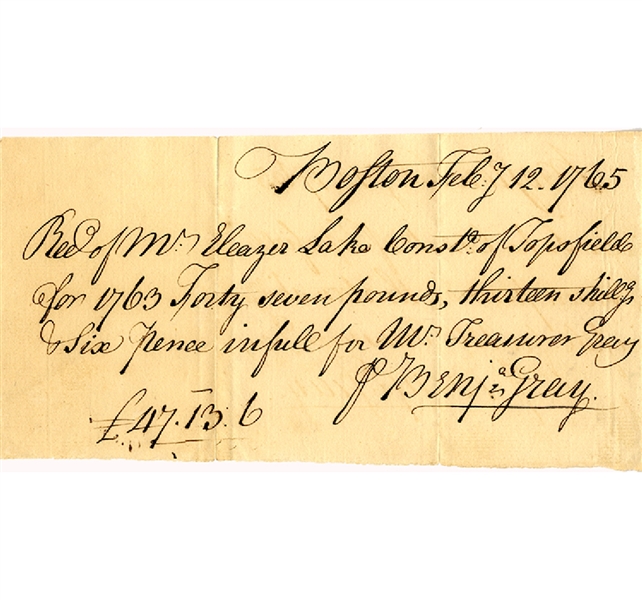 1765 - Colonial Document - Topsfield Massachusetts