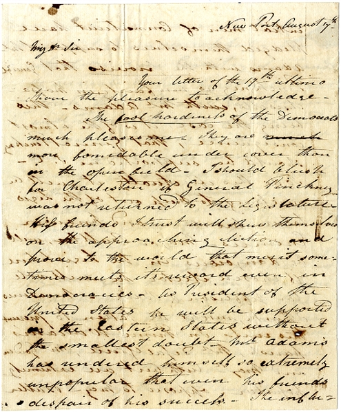 Political Letter Regarding The 1800 Election.