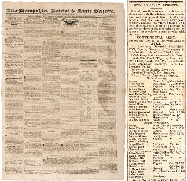 Newspaper Lists Revolutionary War Officers