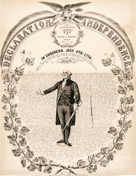 Rare 1856 DECLARATION of INDEPENDENCE Lithograph Engraving