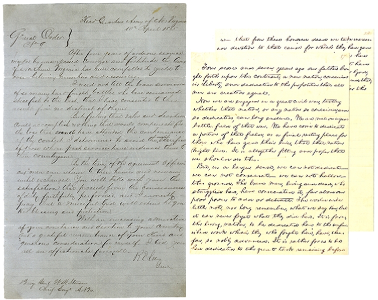 President Lincoln’s Gettysburg Address - Robert E. Lee’s General Order Number Nine