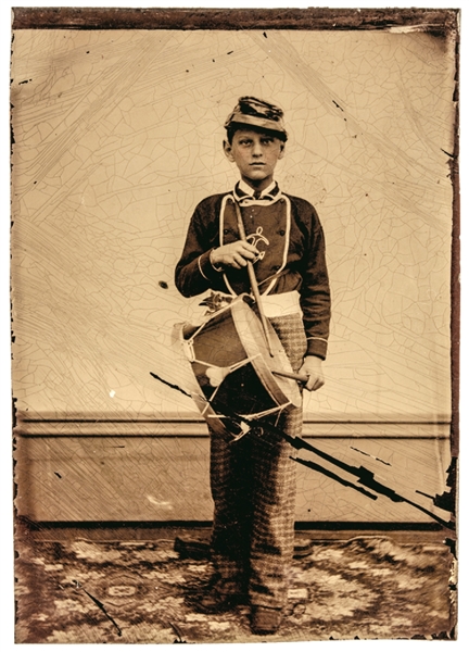 Tinted Tintype of a Union Army Drummer Boy