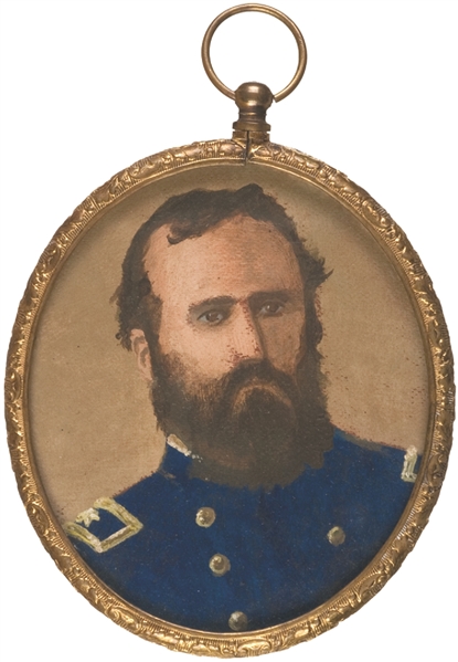 1861-Dated Civil War Era, Miniature Portrait of Union Major General Eugene Asa Carr 