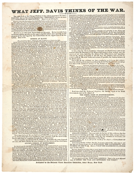 Campaign Broadside - WHAT JEFF DAVIS THINKS OF THE WAR