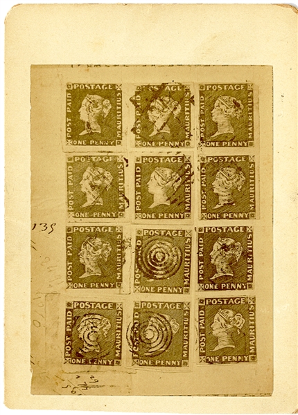 Cabinet Card Photo Of A Post Paid Mauritius Stamps