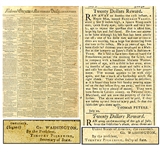 George Washington Signed Patents And Ten Slave Ads - 1796