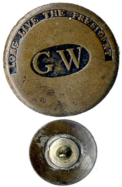 Classic 1789 Long Live the President George Washington Inaugural Clothing Button.