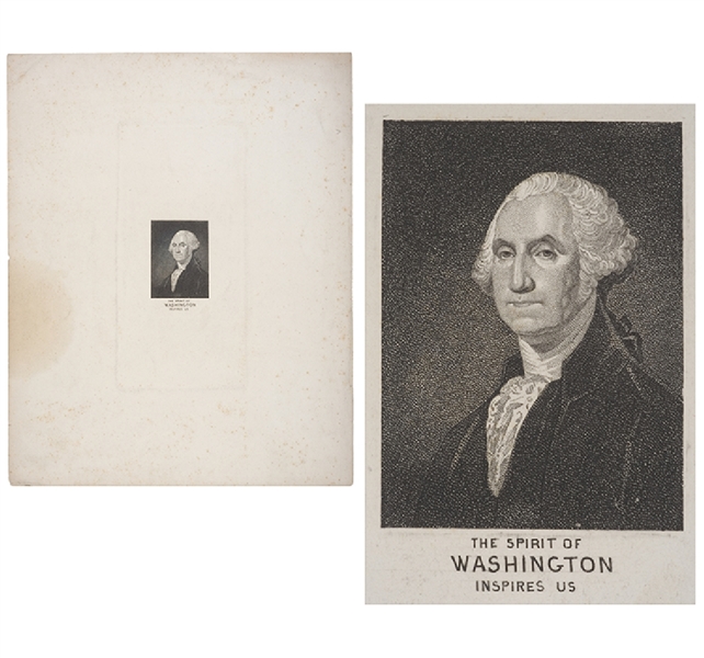 c 1825 George Washington Proof Impression: THE SPIRIT OF WASHINGTON INSPIRES US