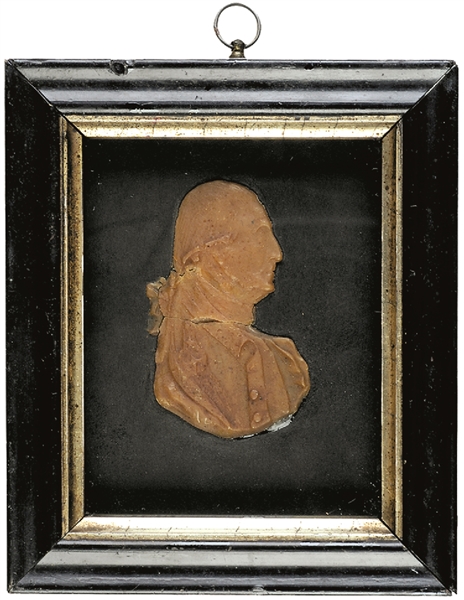 General George Washington Wax Portrait in His Military Uniform Framed 