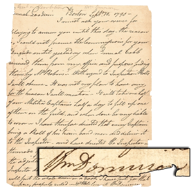 WILLIAM DONNISON Signed 1790 Military Commission Letter to Major General Goodwin