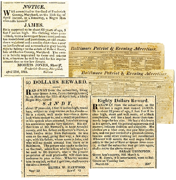 Two Baltimore Newspapers With Slave Ads