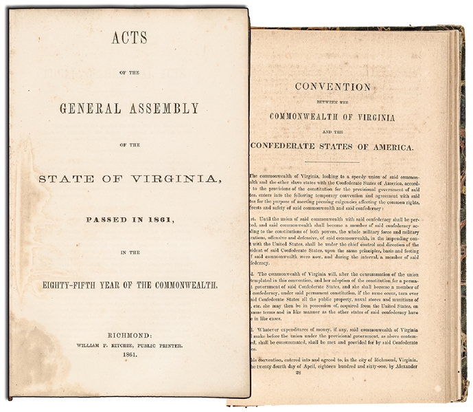 1861-Dated Law Book where Virginia Secedes from the Union and joins the Confederacy
