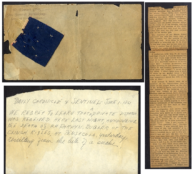 Mementoes Of An Early Confederate Casualty  - Seven Star Flag Remnent