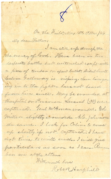 His First Letter From the Battle 