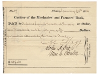 New York Canal Fund Check Signed by John A. Dix