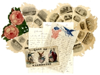 Very Scarce Set of the Famous Rose of Washington - Stationary and Cover - With the Soldier Letter Who Identifies The Pieces