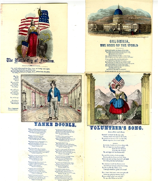 The following FIVE Lots Are Groups of Hand Colored Song Sheets, 5” x 8”