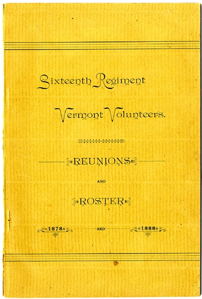 16th Vermont Regimental GAR Booklet on The Battle of Gettysburg