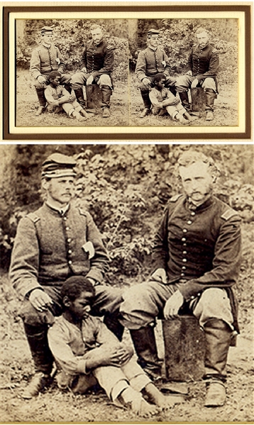 Stunning Image of Custer With A Confederate Prisoner and a Black Boy