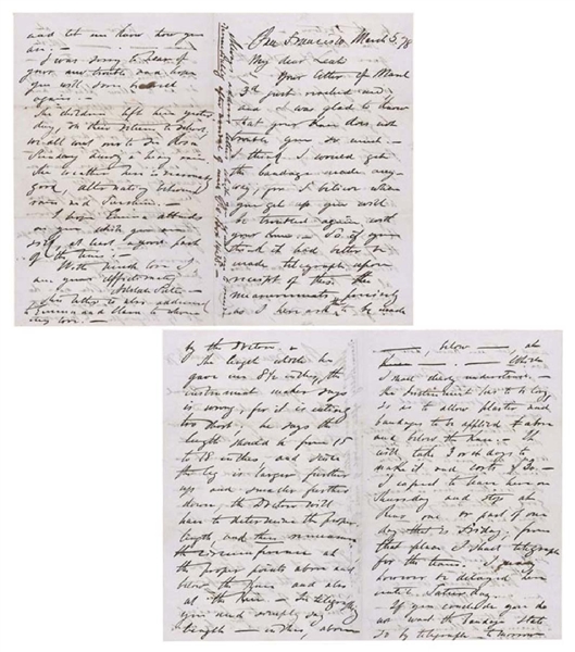 Sutro nWrites His Wife About A Ivory Brace