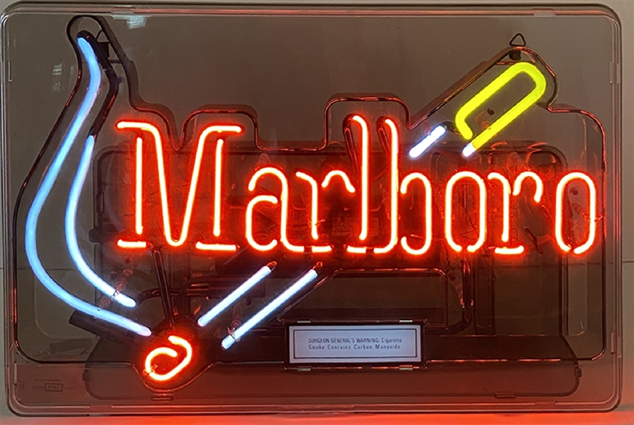 Iconic Marlboro Script in Red Neon